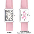 Pink Unisex Square Face Leather Band Watch